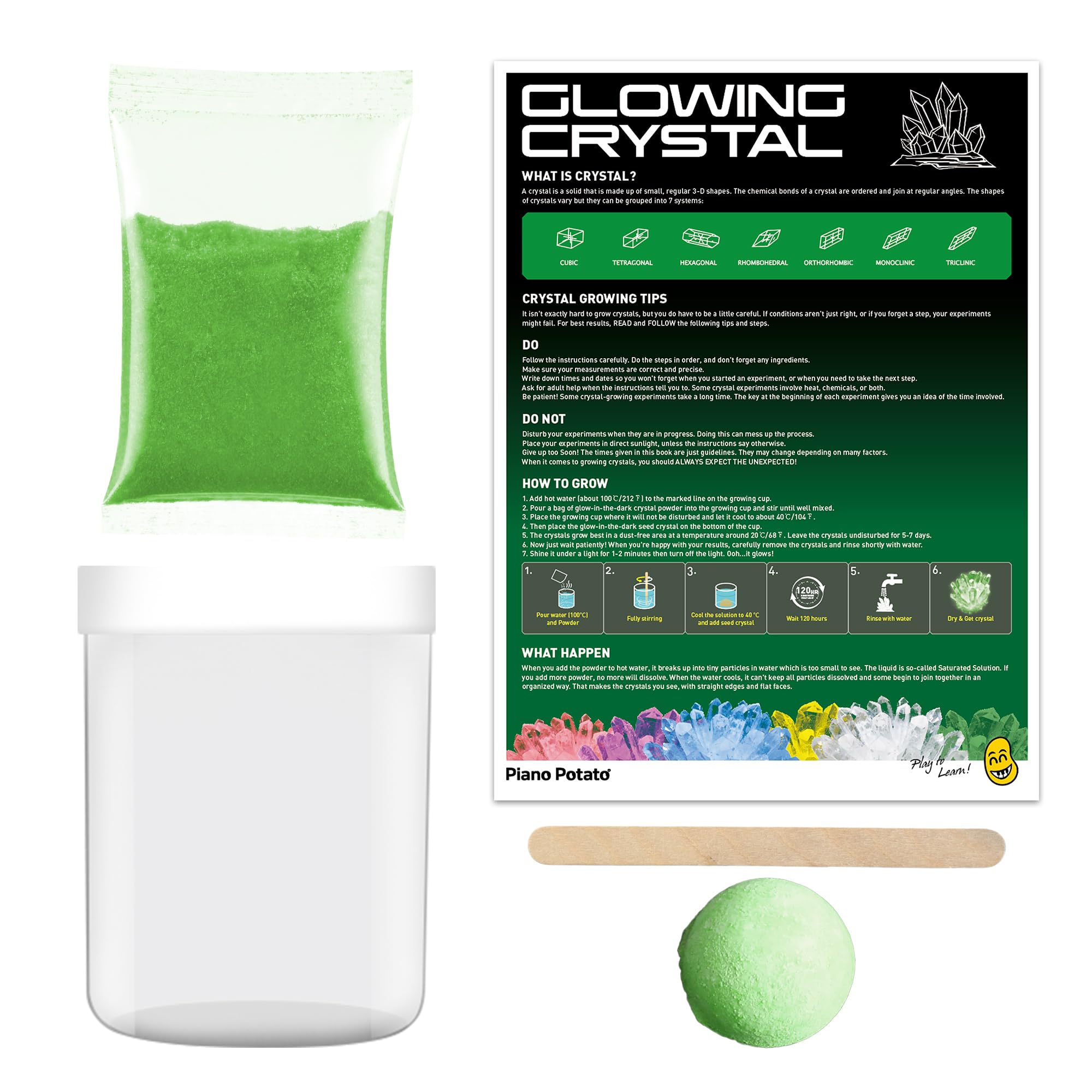 EDUMAN Kit de croissance en cristal, plus de 6 cristaux de couleurs vives à cultiver – Kit de creusement de pierres précieuses, culture de cristaux et fabrication de colliers en cristal – Kits