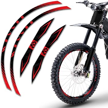 Dirt Bike Wheel Rim Strip Decal PVC Sticker Fits Surron Light Bee X LBX Sur-Ron Ultra Bee Salon Light Bee Ultra Bee Red Black, 19"-19"