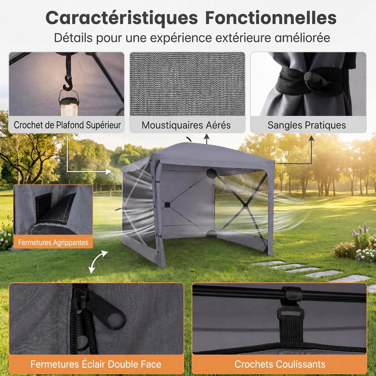 RELAX4LIFE 2,4M Tente Moustiquaire Pop up, Portable pour Activité Plein Air