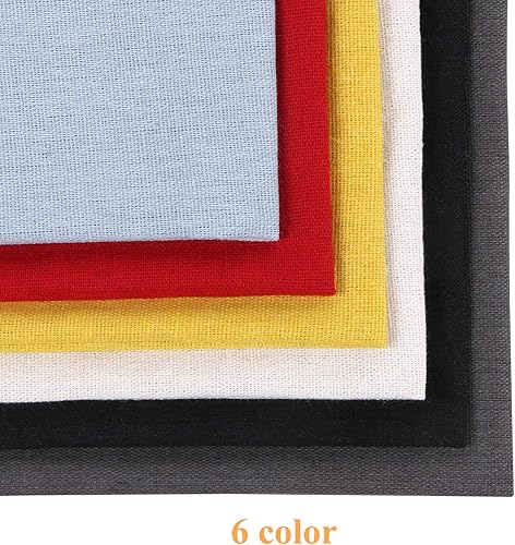 Vista 2 de BENBO - Tela de costura de lino, 6 piezas de tela bordada de lino de colores surtidos, tela de punto de cruz para prendas de vestir, manualidades