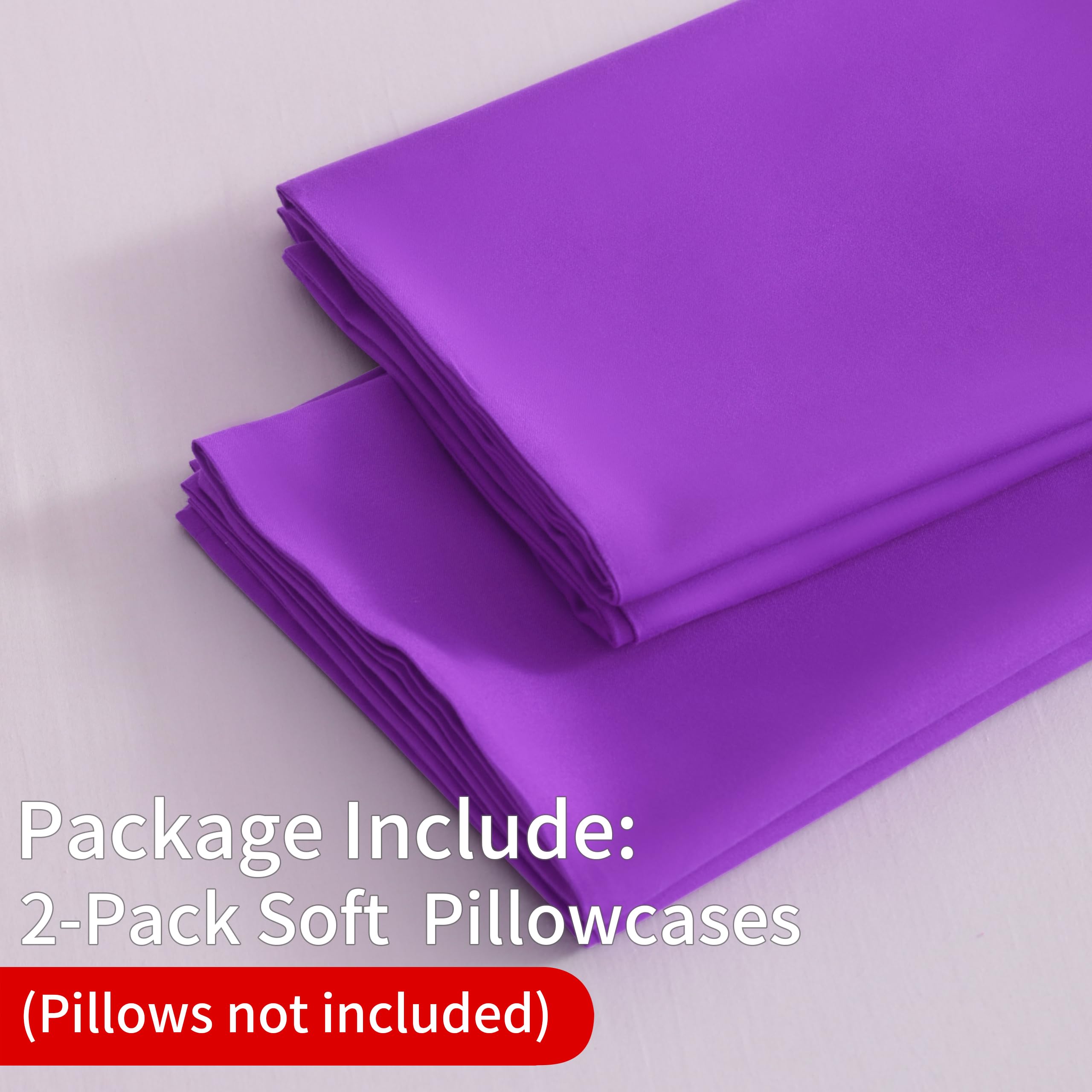BEDSUM Juego de 2 fundas de almohada de microfibra tamaño Queen, suaves, resistentes a las arrugas y de fácil cuidado con cierre de sobre, 20 x 36 pulgadas, color morado