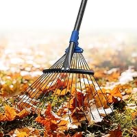 JAOTREL Adjustable Metal Leaf Rake 72" Long Handle Expandable 8-17" Head Heavy Duty for Lawn Garden Leaves Camping