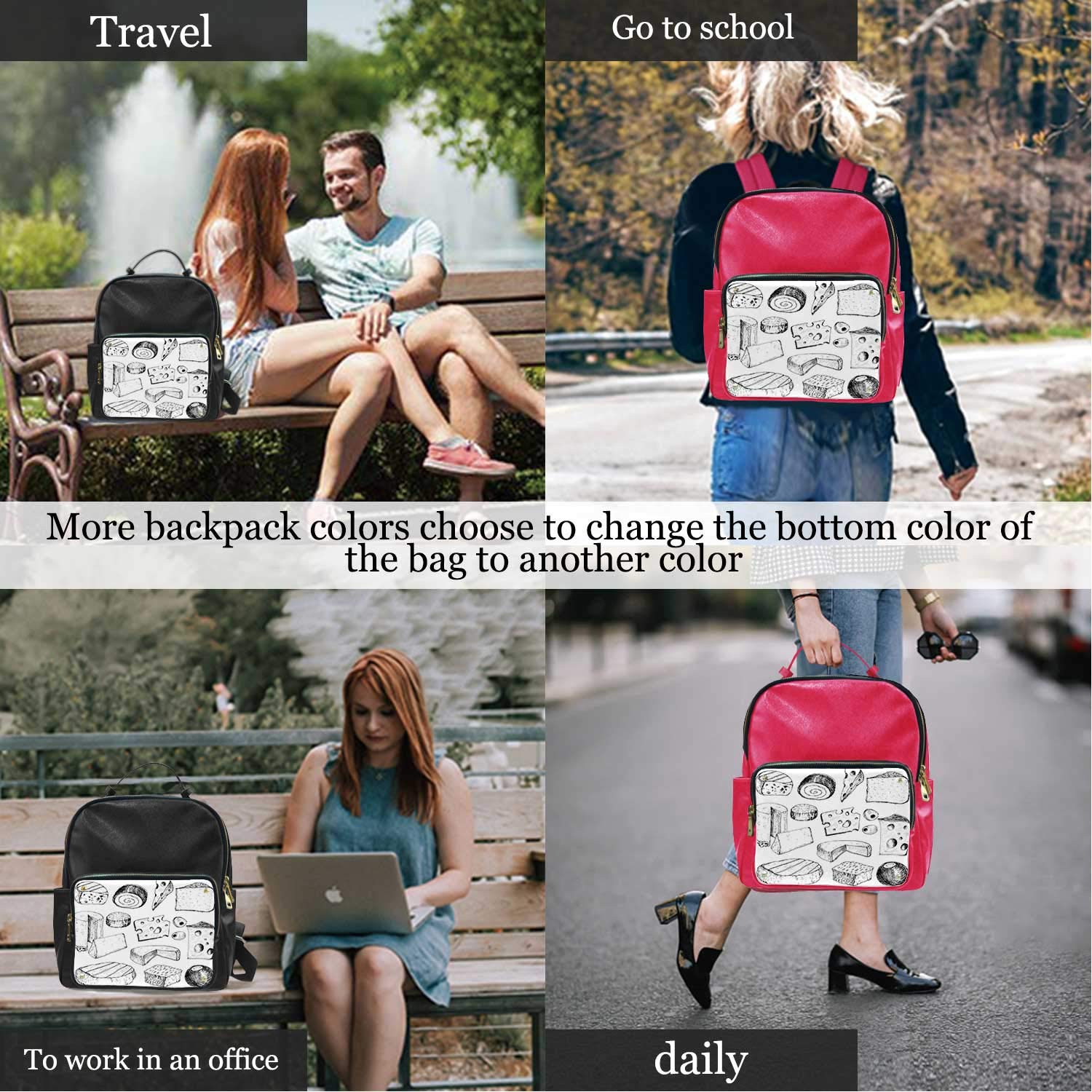 AA Cheese,Leather Sports Bag Hand Drawn Collection Tote ?for Women 15IN