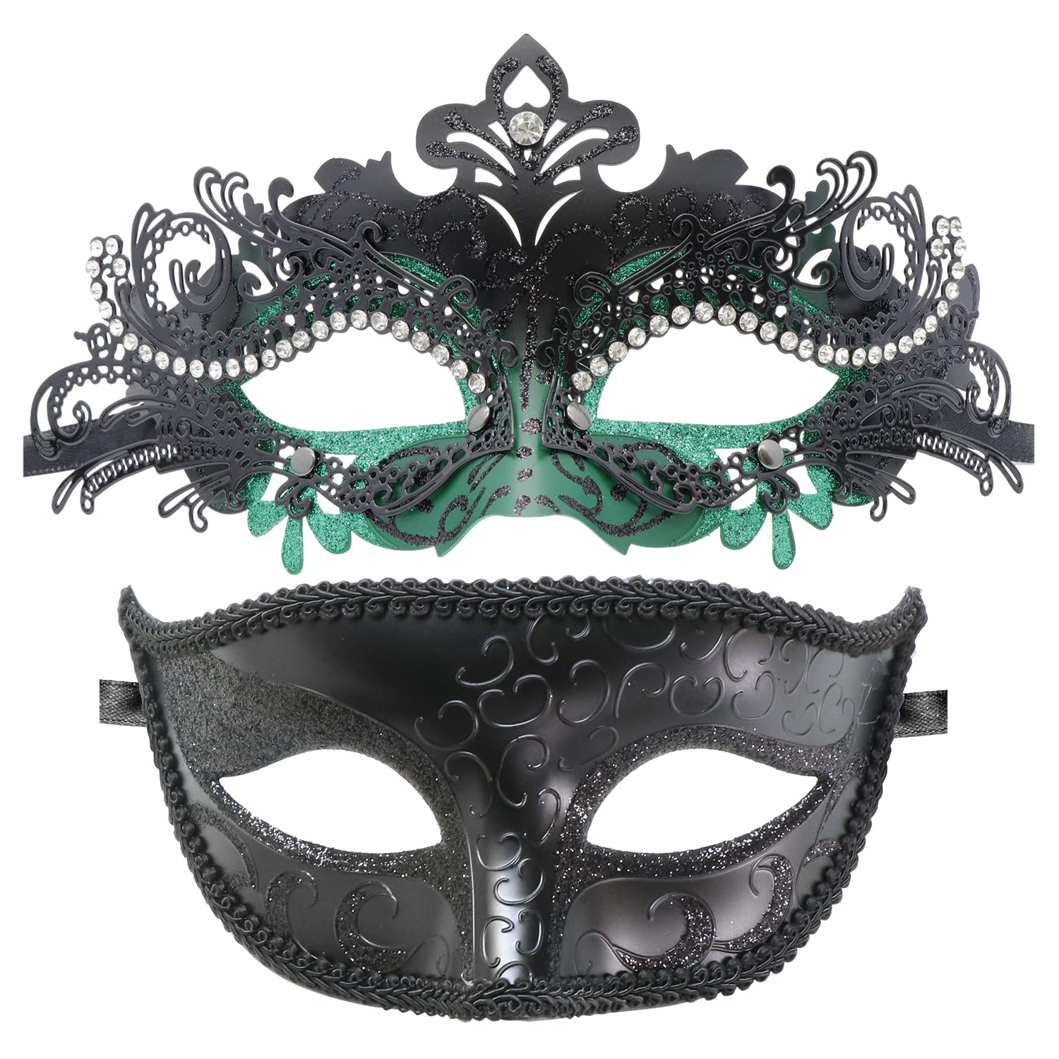 Coddsmz Couple Masquerade Mask Set Venetian Party Mardi Gras Halloween Costume Fancy Dress Mask for Women Men — image 1