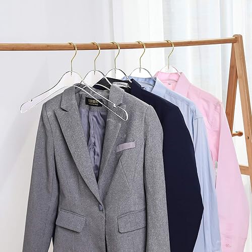 Miniatura 4 de Paquete de 15 perchas de acrílico transparente de alta calidad, acabado transparente y dorado