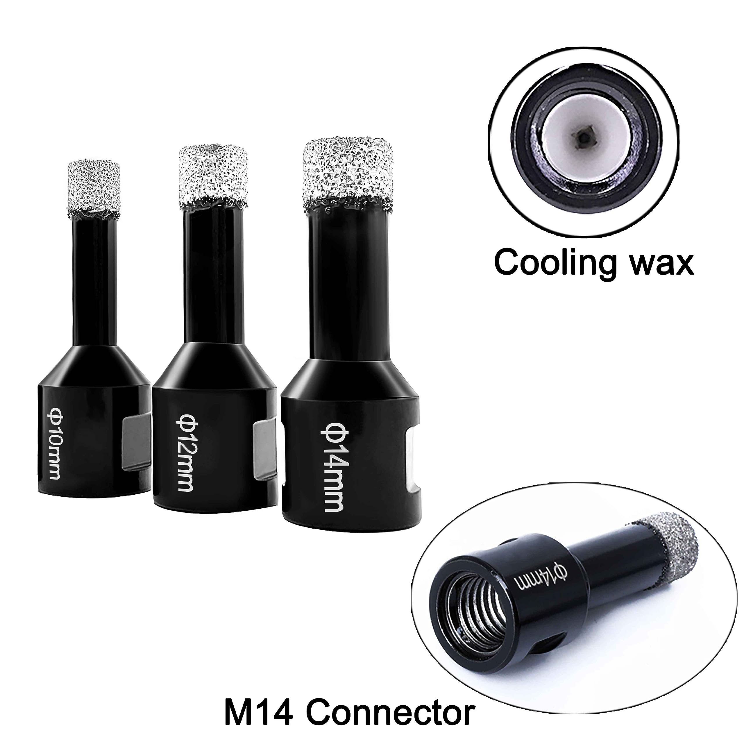 Set 8 Punte Diamantate M14 Per Piastrelle - 6-14mm, Per Porcellana, Granito, Marmo E Vetro - Foto 3