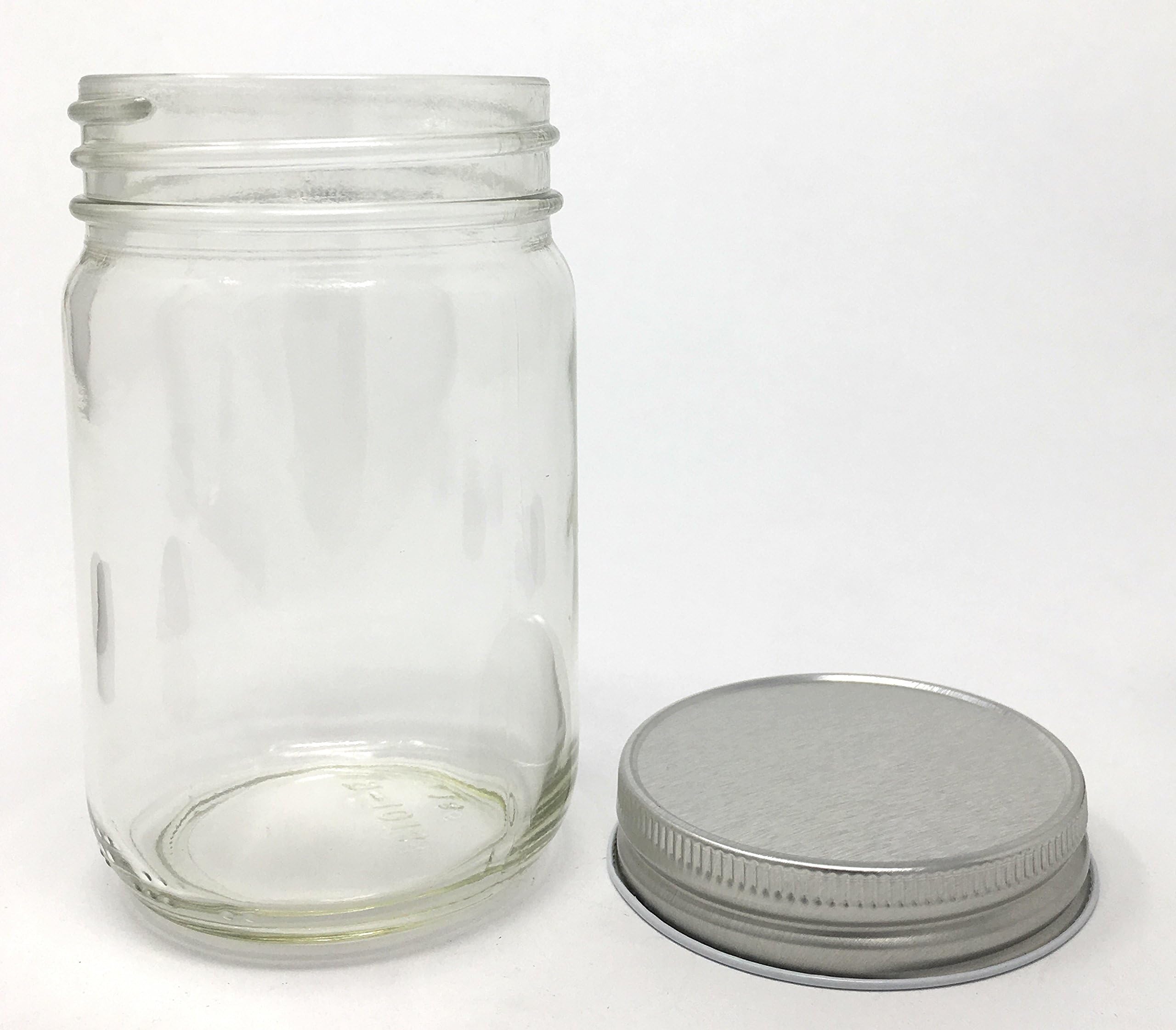 12 oz Old Fashioned Glass Jar with Silver Metal Non-Button Lid 12-Pack by Packaging For You