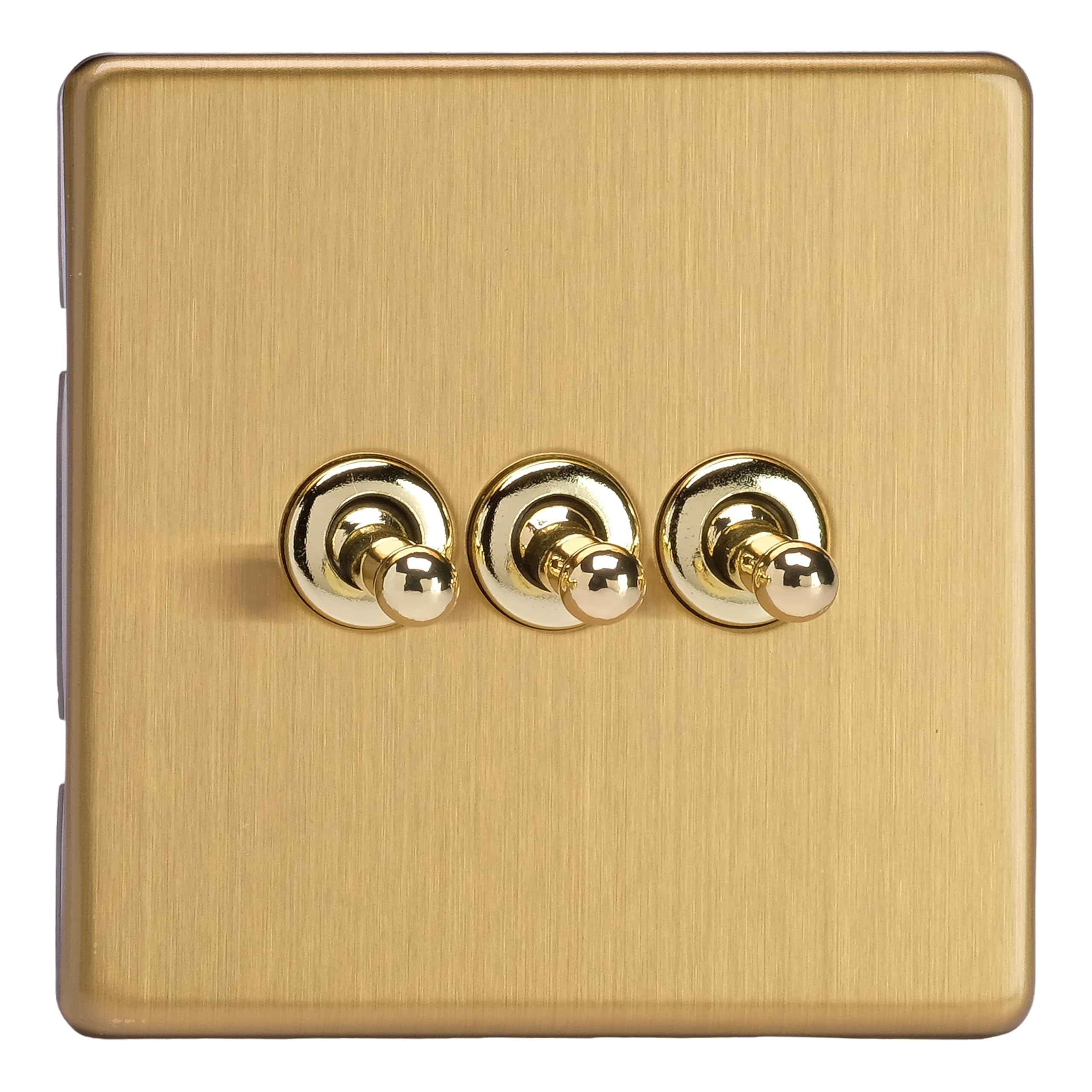 Varilight TOGGLE SW S/LESS 3G B/BR  3-Gang 10A 1- or 2-Way Toggle Switch