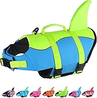 Vista 27 de Dogcheer Chaleco salvavidas para perros con tiburón, chaleco salvavidas ajustable para nadar en lancha con flotabilidad superior y asa de rescate
