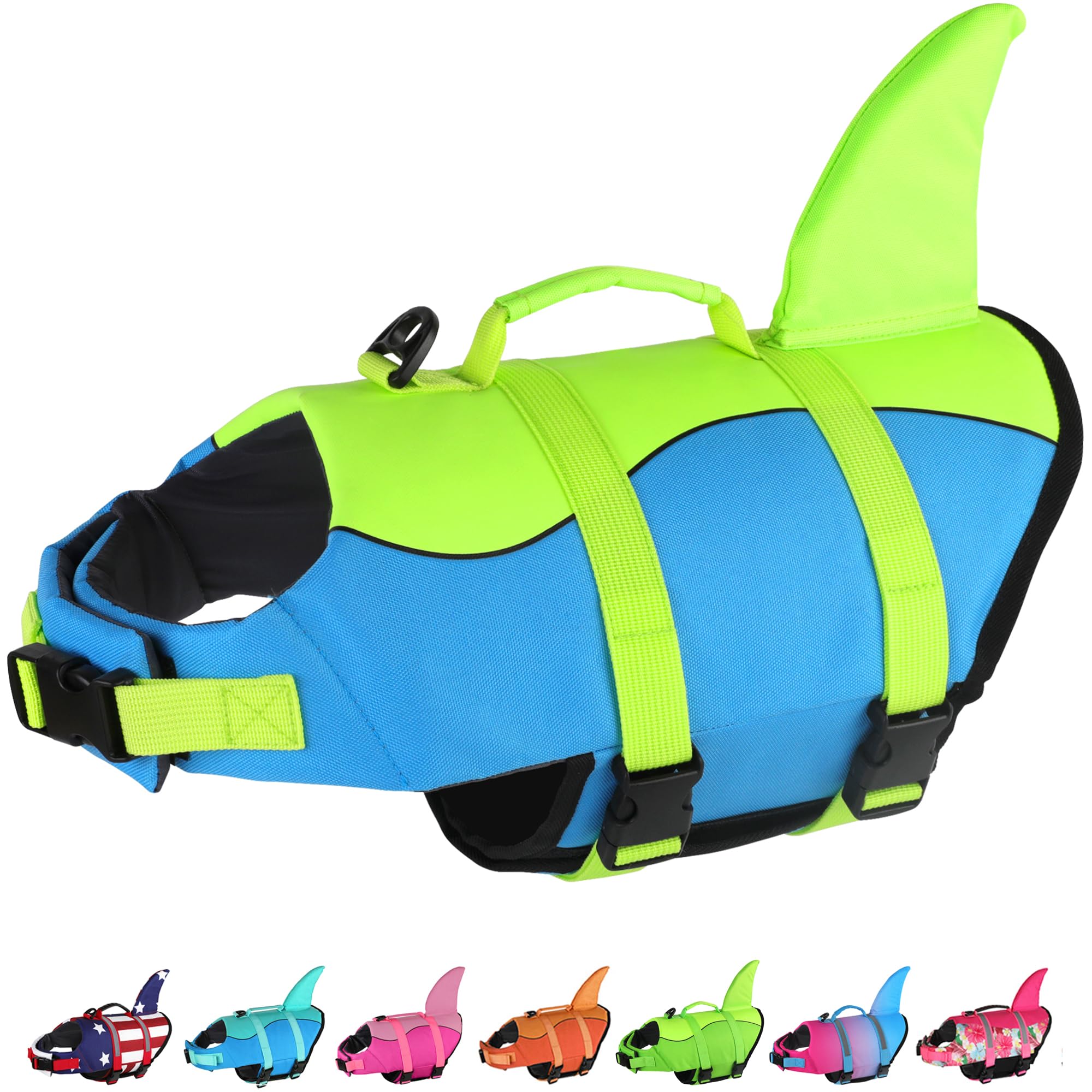 Dogcheer Dog Life Jacket, Cute Shark Dog Life Vest for Swimming Boating with Superior Buoyancy and Rescue Handle, Adjustable Puppy Swim Vest Floating