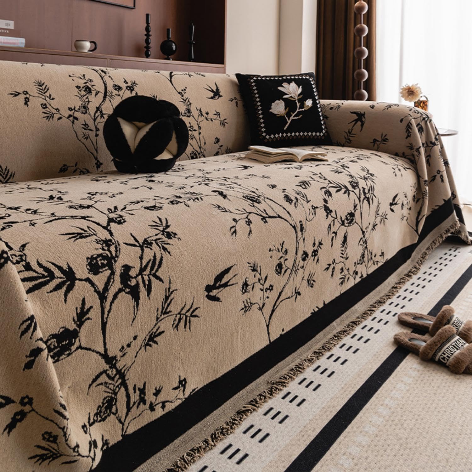 Housse de canapé en chenille coffee pour une ambiance cosy de salon