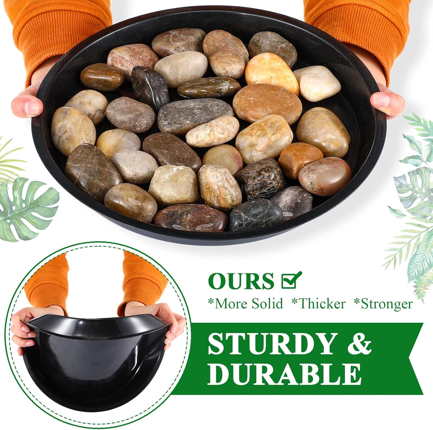 Sawysine 30 Pack Plastic Plant Saucer Round Drip Trays Black Flower Pot Saucers Thick Plant Dish Sturdy Water Tray Heavy Drainage Potted Container for Indoor Outdoor Garden (12 Inches)