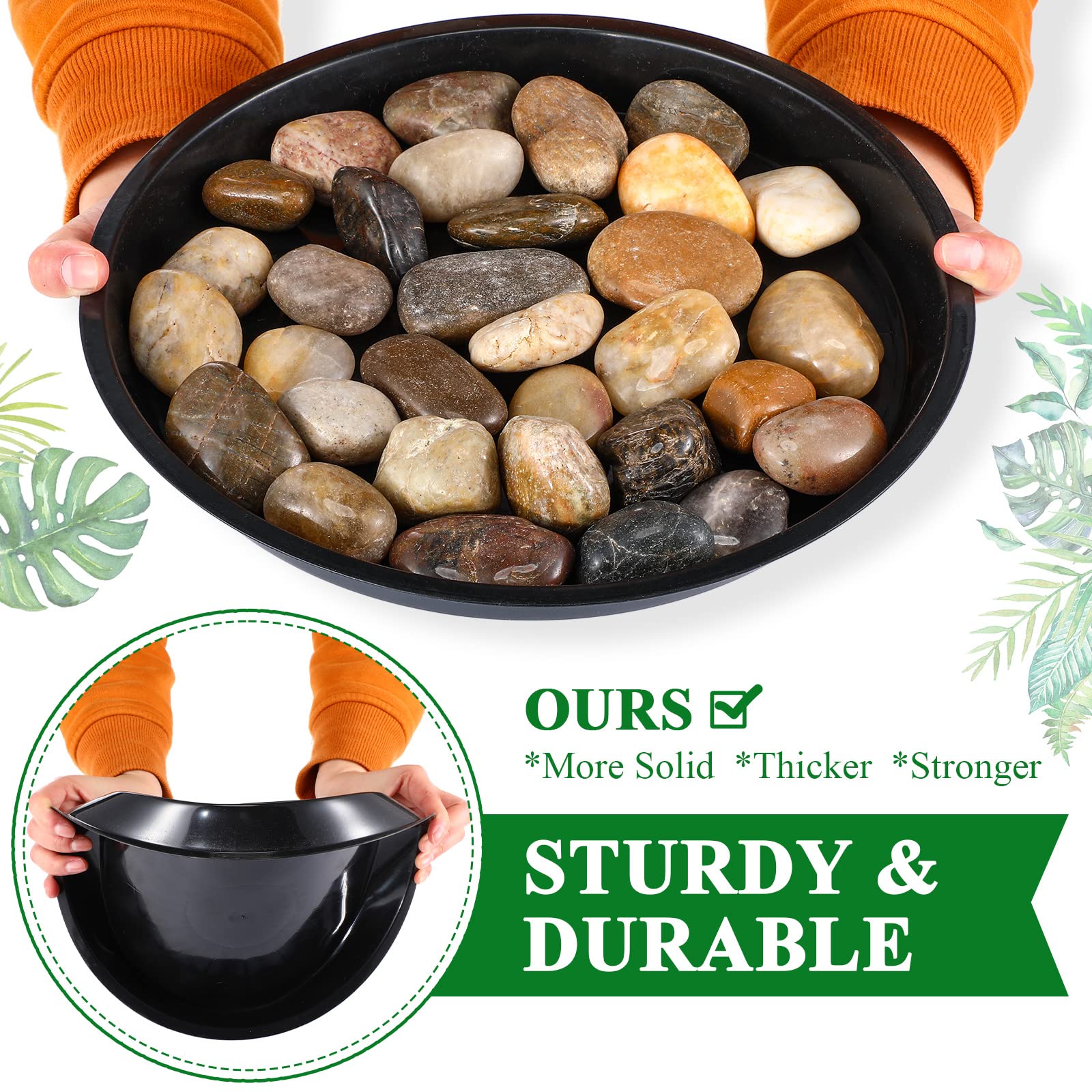 Lot de 30 soucoupes rondes en plastique noir pour pot de fleurs épais et robustes - Plateau de drainage pour plantes en pot - Pour intérieur et extérieur (30,5 cm)