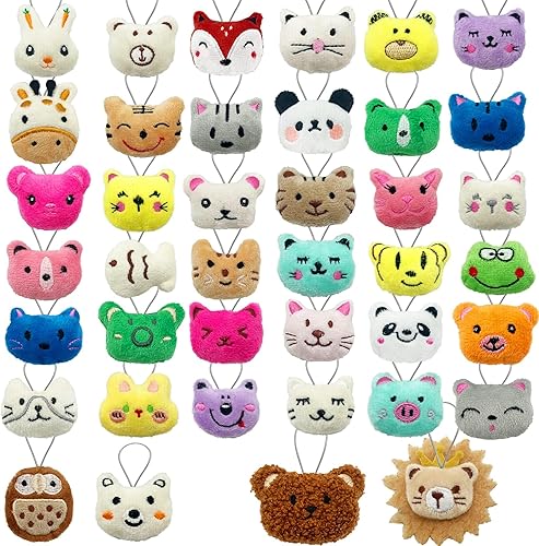 XIPEGPA 40 PCS Mini Animal Plush Toys Set Cute Small Animal Stuffed Toy Keychain for Party Favors Keychain Ornament for Goody Bag Easter Egg