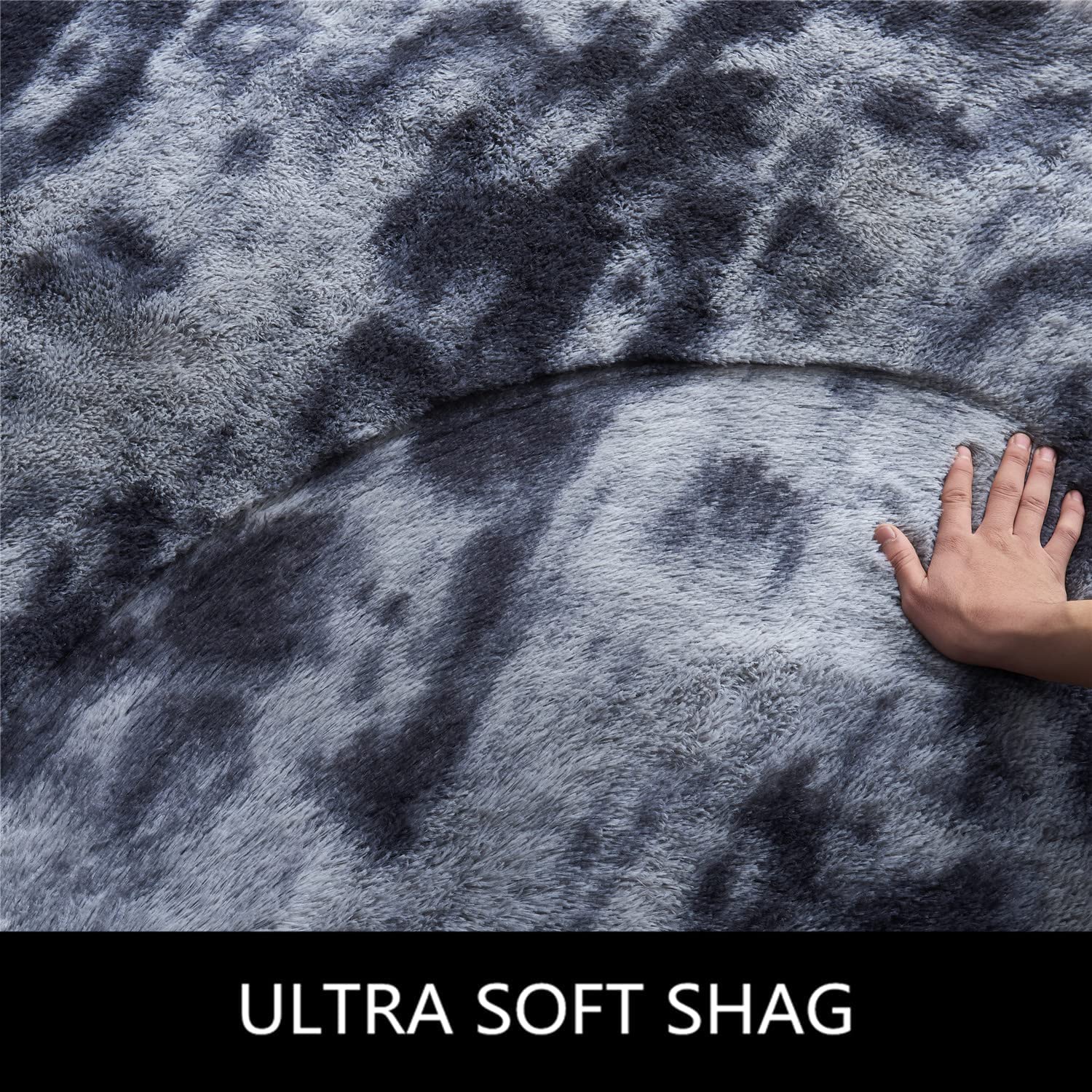 Tappeti Shaggy Tappeto a Pelo Lungo Tappeto Peloso Soggiorno Salotto Moderno Cameretta Tappeti Pelosi Camera da Letto Morbido Tappetino Antiscivolo Morbido e Soffice (160 x 200 cm, Nero grigio)