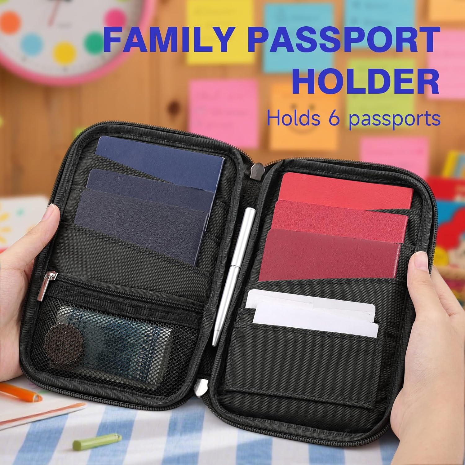 WALNEW Family Passport Holder for 5 - Large Travel Organizer Holds up to 6 Passports, RFID Blocking Water Resistant Document Wallet for Cards, Tickets, Boarding Passes - Image 5