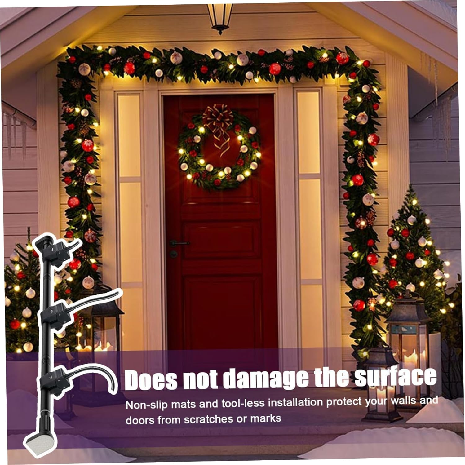 Garland Hanger for Door Frame Adjustable Fits 70.9-80.7" Doors Garland Hanger Heavy-Duty Christmas Halloween Decoration Holder for Wreaths, Lights & More Decor.