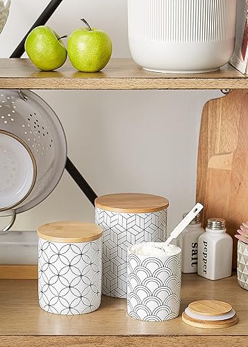 Miniatura 5 de DII Kitchen Ceramics Collection, juego de recipientes, estampado mixto, blanconegro, 3 piezas