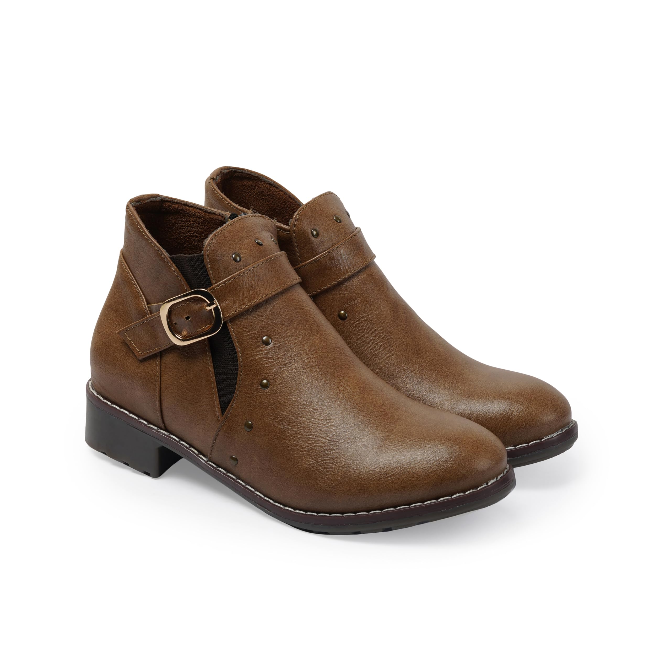 GLAMSTREET Women Vegan Leather Ankle Boot | Premium Cushion Footbed Fashion Trendy Zipper Boots | Shoe Size - 4, Chestnut Brown (B0CMJ4SWFF) Amazon Price History, Amazon Price Tracker