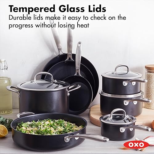 Miniatura 5 de OXO Softworks - Juego de ollas y sartenes de 13 piezas, revestimiento antiadherente de diseño alemán de 3 capas, sartenes, cacerolas, sartén, olla,