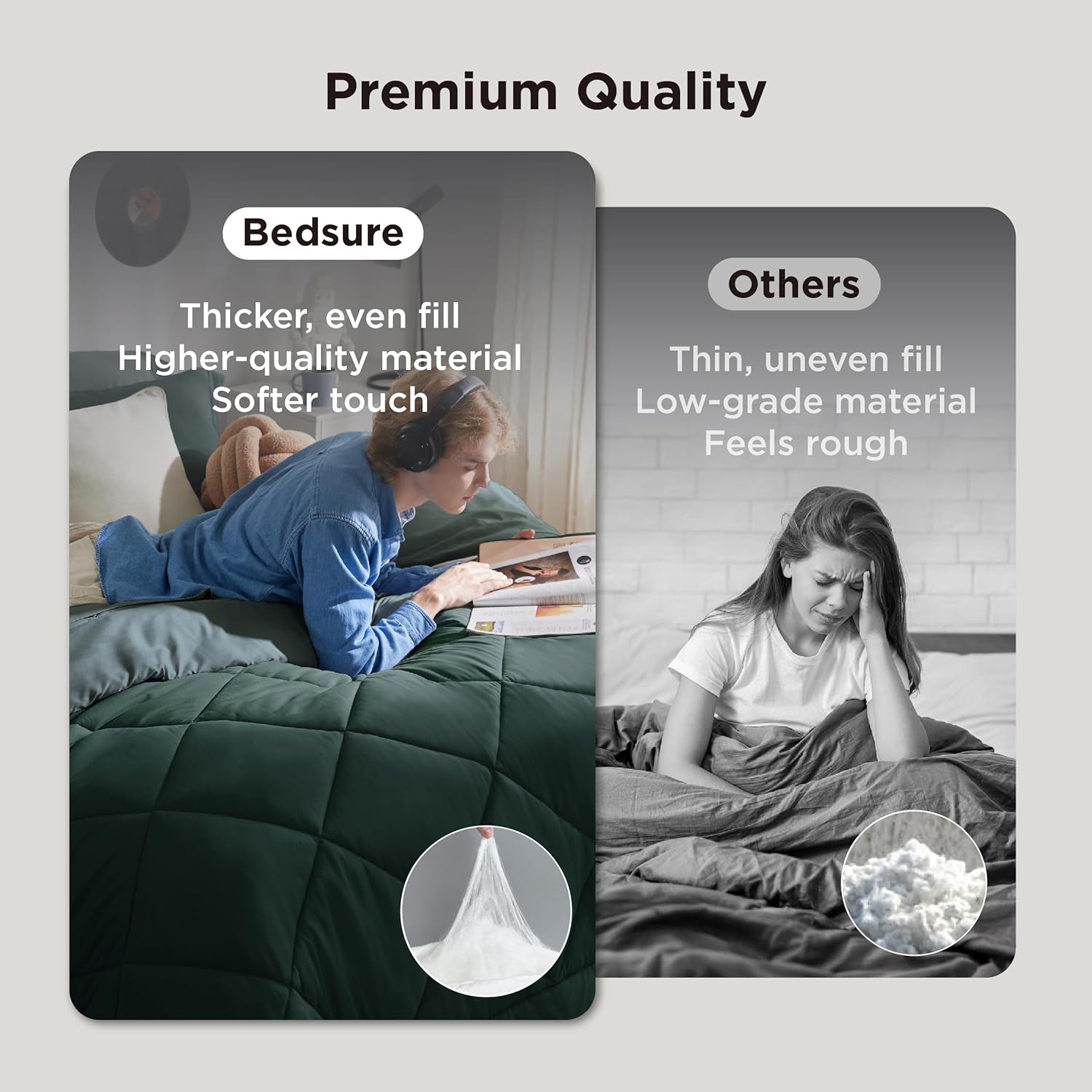 Bedsure Twin Comforter Set - 5 Pieces Reversible Emerald Green Bedding, Twin Size Bed Set for All Seasons, Bed in a Bag with Down Alternative Comforter, Sheets, Pillowcase & Sham - Image 2