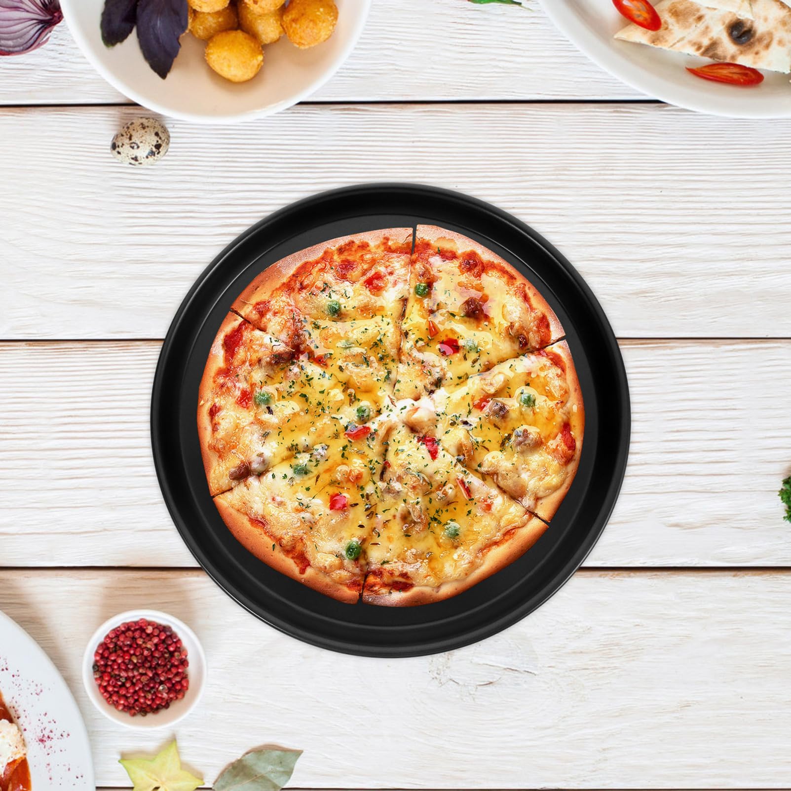 Zerodeko Plaque À Pizza Pour Four Plaque De Cuisson Ronde En Métal Antiadhésive 12.60 in Moule À Tarte Polyvalent Pour Pizzas Gâteaux Sandwichs Et Viandes Cuisine Maison