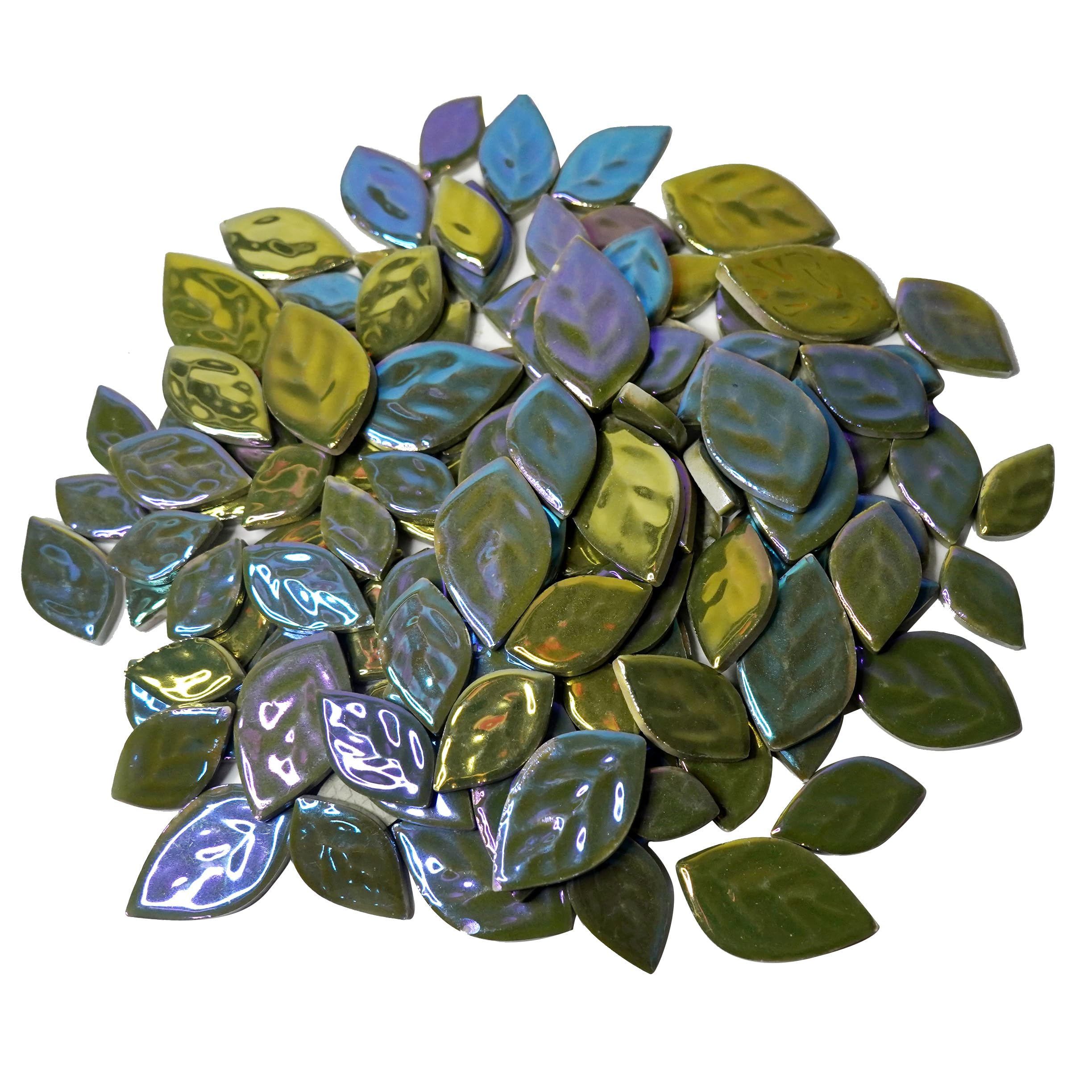 Mosaïque en céramique vert foncé 0,5 kg : galets irisés aléatoires pour loisirs créatifs
