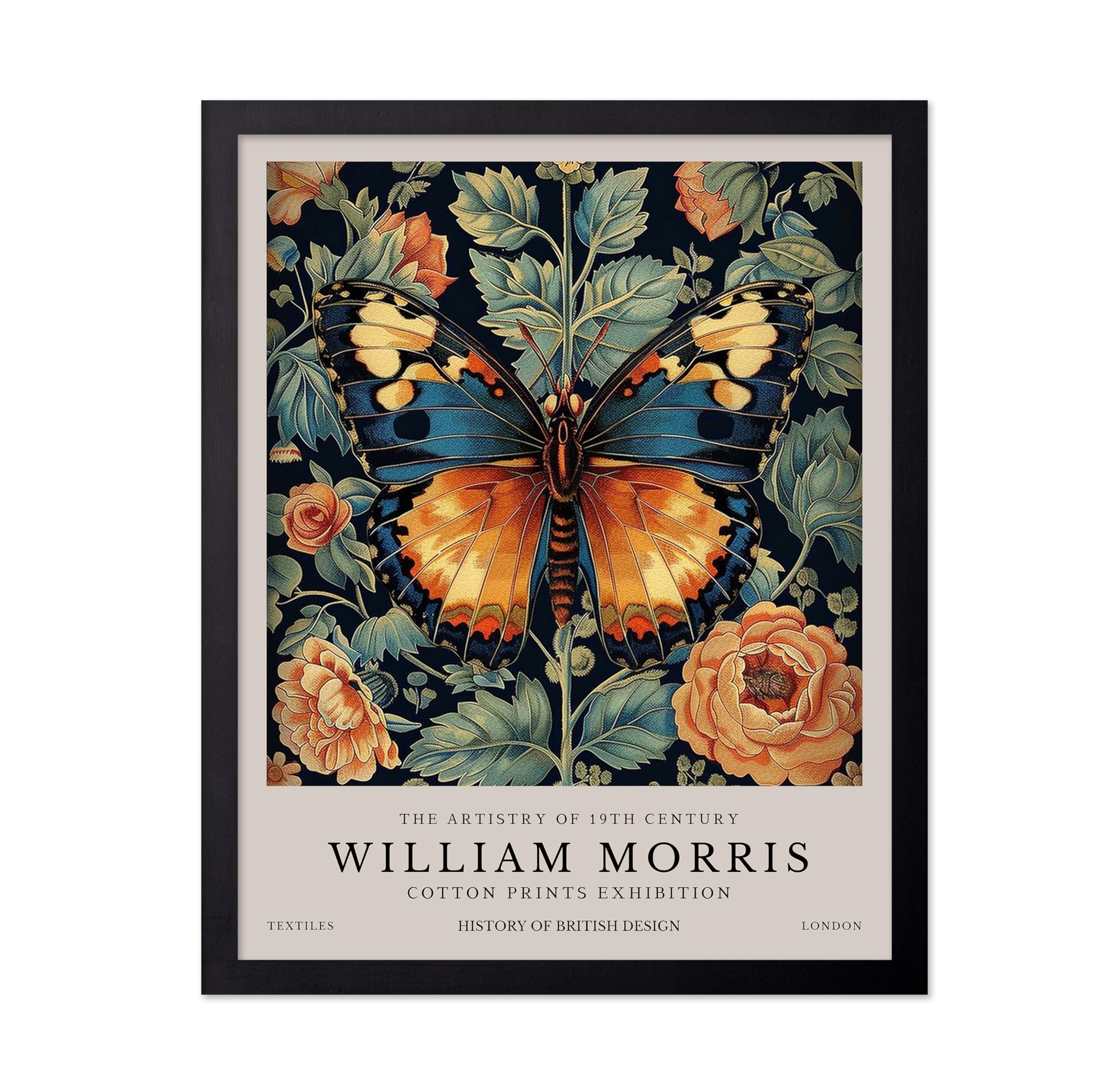 Monem Art William Morris Poster - Butterfly Print - Botanical Poster - Exhibition Art - Floral Picture - Aesthetic Artwork - Living Room or Bedroom