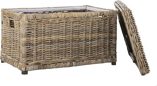 Miniatura 11 de happimess HPM9002B Elijah 30" Wicker Storage Trunk, Collapsible for flat storage, Rattan-Kubusoft Gray, Coastal for Office, Dorm Room-LivingRoom,