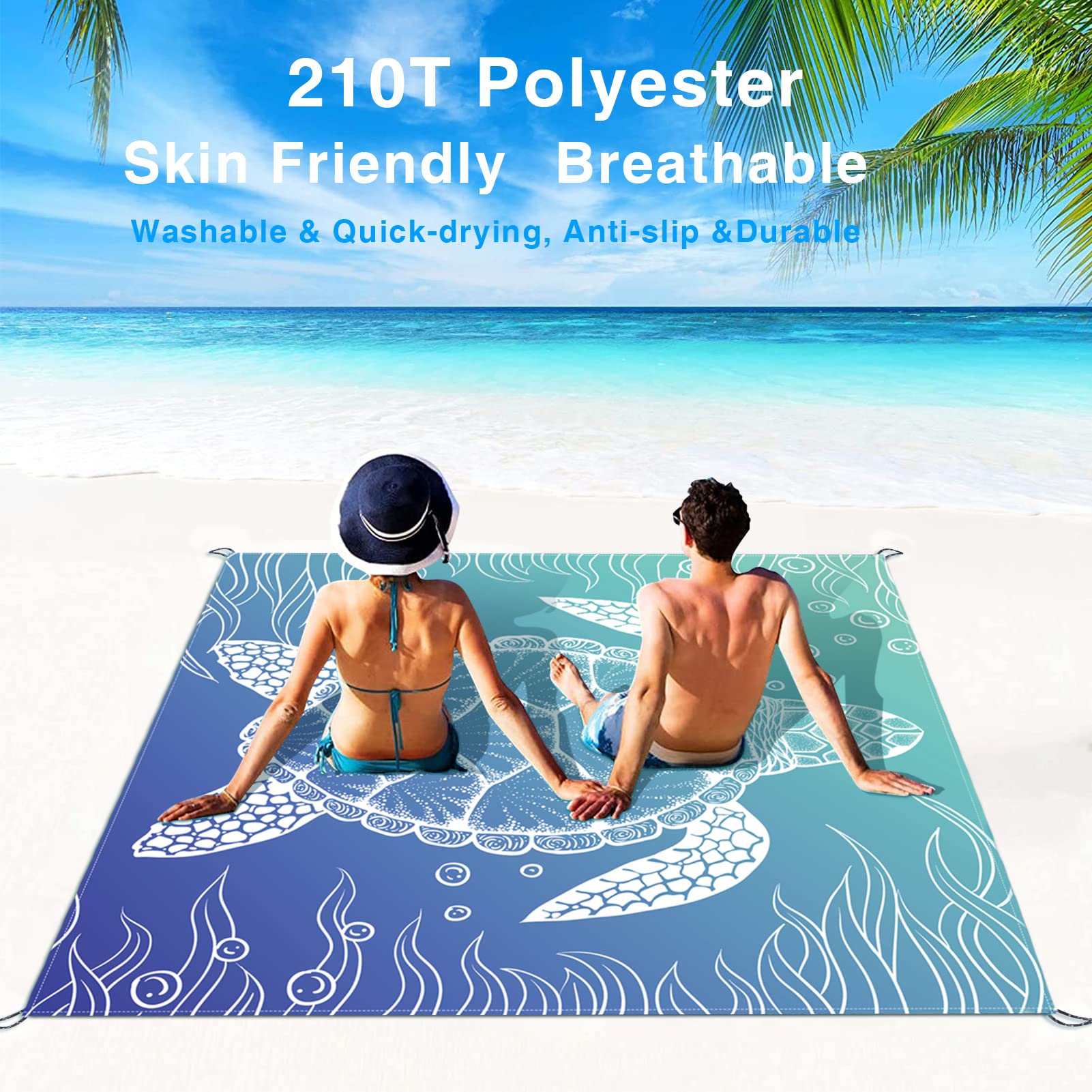 HIWOSS Coperta Da Spiaggia Oversize 241x203 Cm – Impermeabile, Anti-sabbia, Leggera, Con Tasche Angolari E Borsa In Rete, Verde