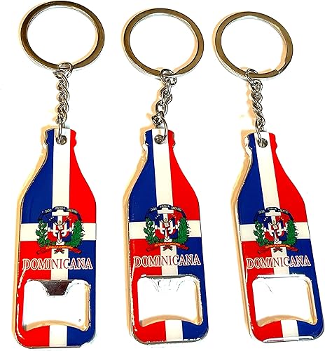 Generic Juego de 3 llaveros con diseño de bandera dominicana, Varios colores