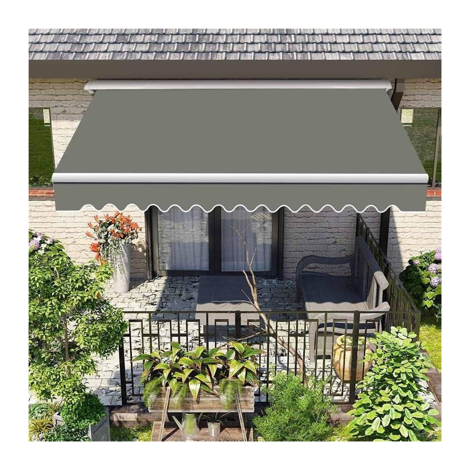Pbwerigl D Awning Retractable Canopy, Retractable Awning Replacement Fabric Waterproof Oxford(,(8.2X6.5ft)2.5X2m)
