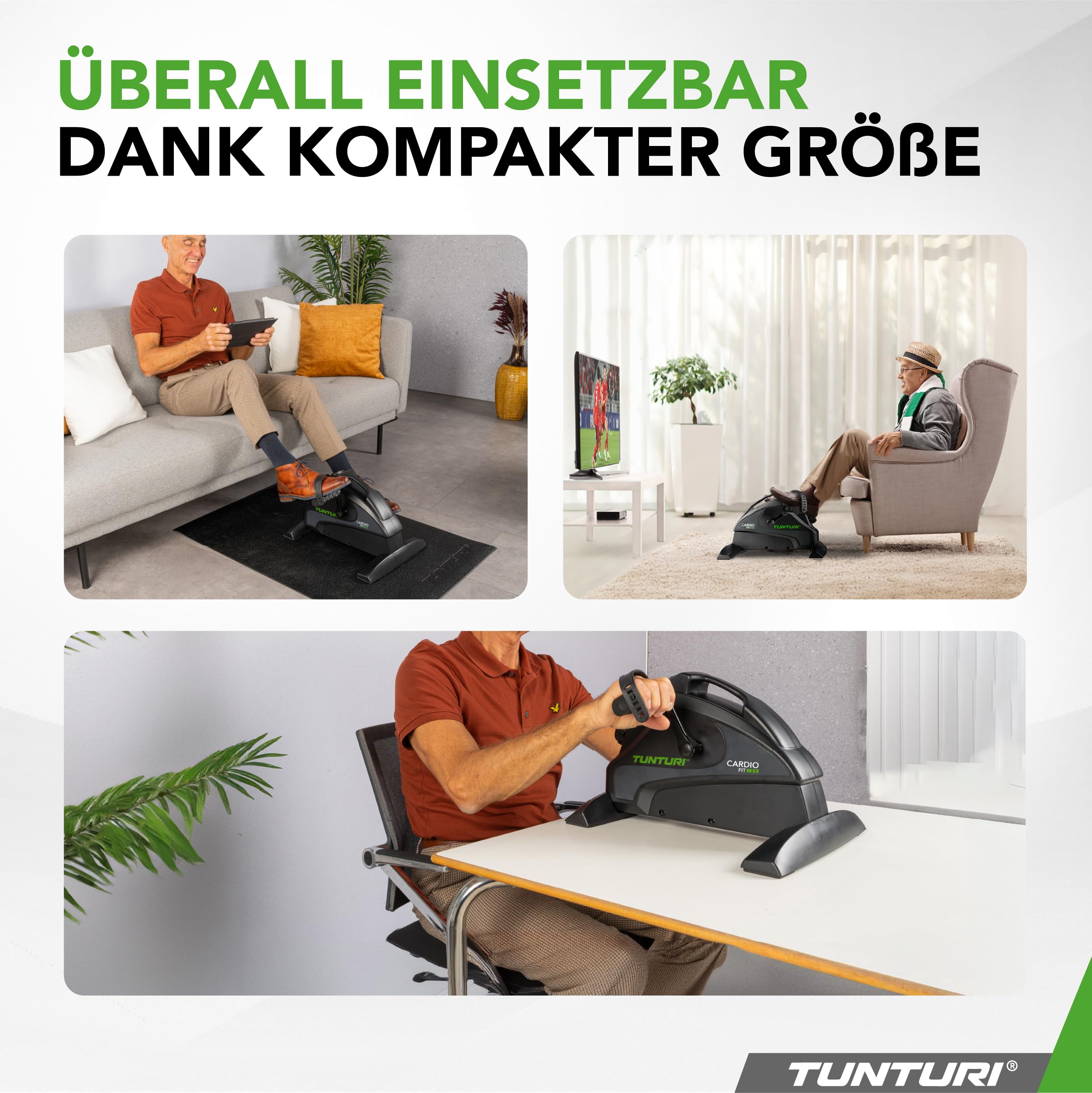 Tunturi Pedaltrainer Cardio Fit – Testsieger 2024 - Mini Heimtrainer für Senioren - Arm und Beintrainer im Sitzen - Einstellbarer Widerstand und LCD-Display