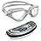 AqtivAqua Swim Goggles Swimming Goggles for Adult Men Women Kids 6-14 Youth Girls Boys Childrens DX-C (Transparent White, Silver case, Clear lens)