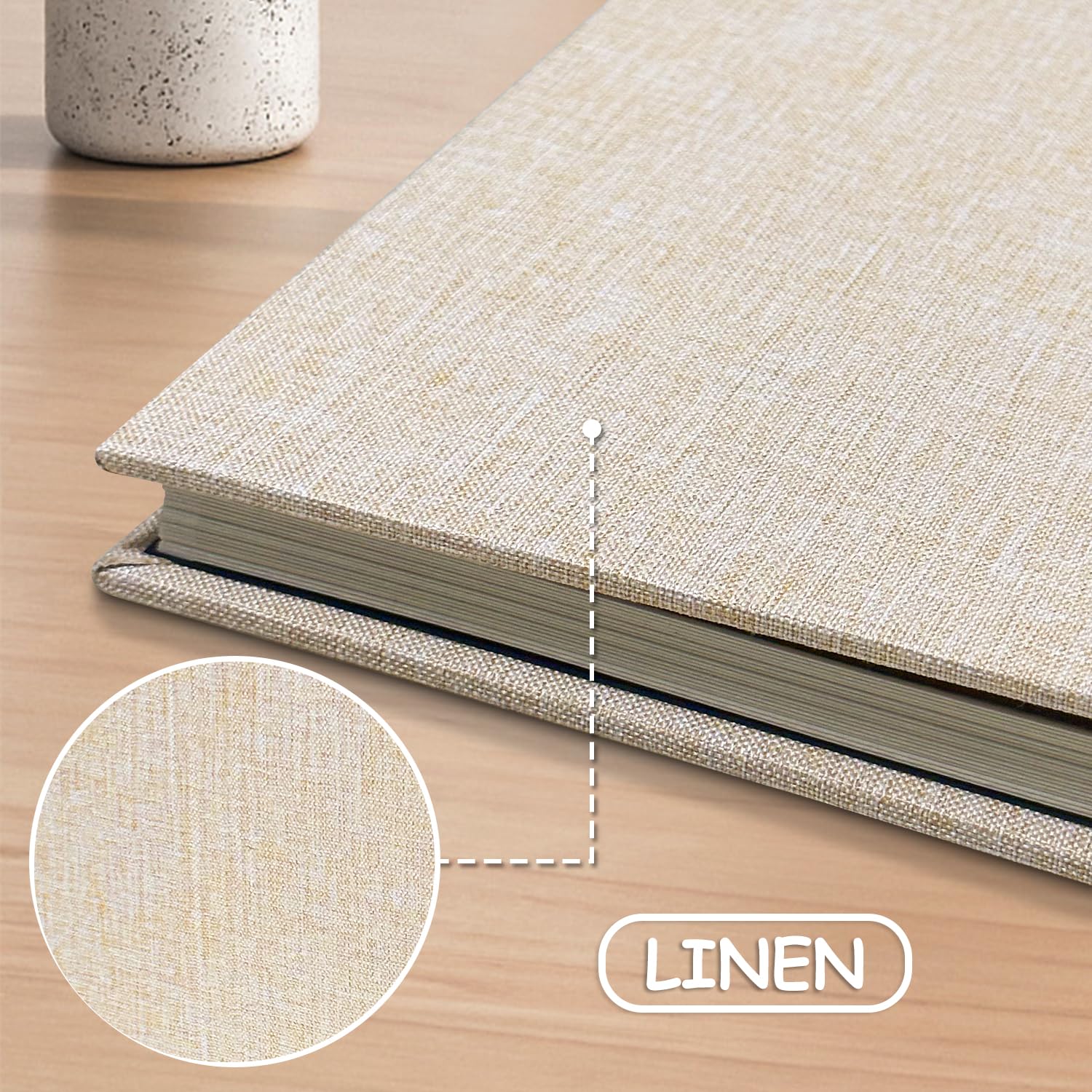 Álbum de fotos con capacidad para fotos de 4 x 6, 5 x 7 y 8 x 10 pulgadas, páginas autoadhesivas para bebés, bodas, viajes y recuerdos familiares, incluye bolígrafo metálico y raspador/beige claro