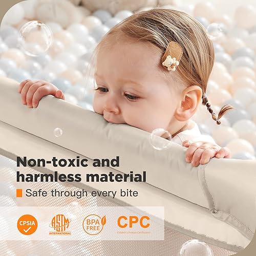 Miniatura 5 de Corralito plegable de 79 x 59 pulgadas para bebés y niños pequeños con puerta, corralito grande con puerta con cremallera, área de juego para bebés