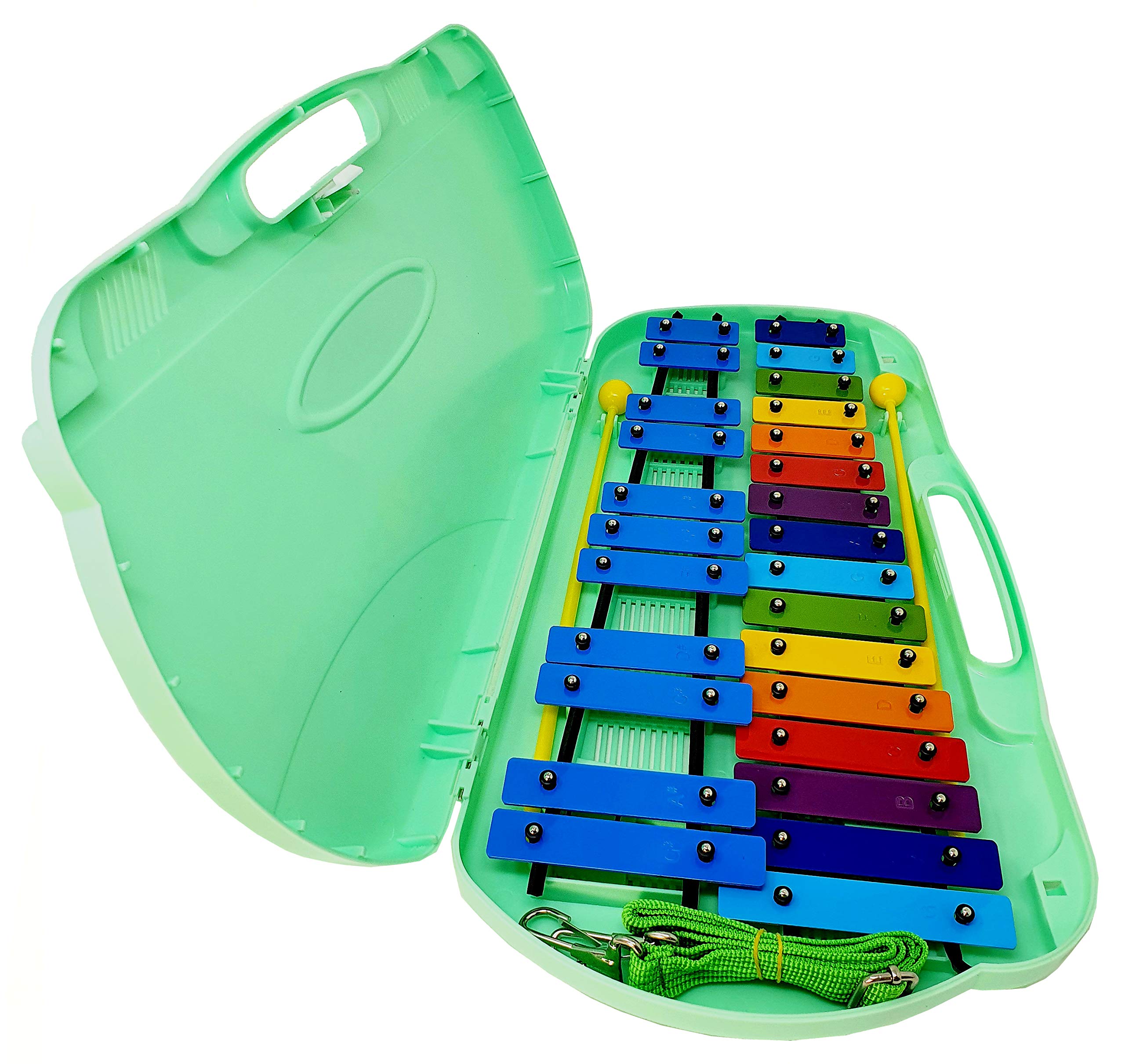 ROCKSTAR - Xilófono Glockenspiel Carrillón Metalofono Angel AG27N Cromático, 27 Teclas Colores con Estuche y Mazas. Para uso escolar ó domestico, Instrumento Musical Rítmico