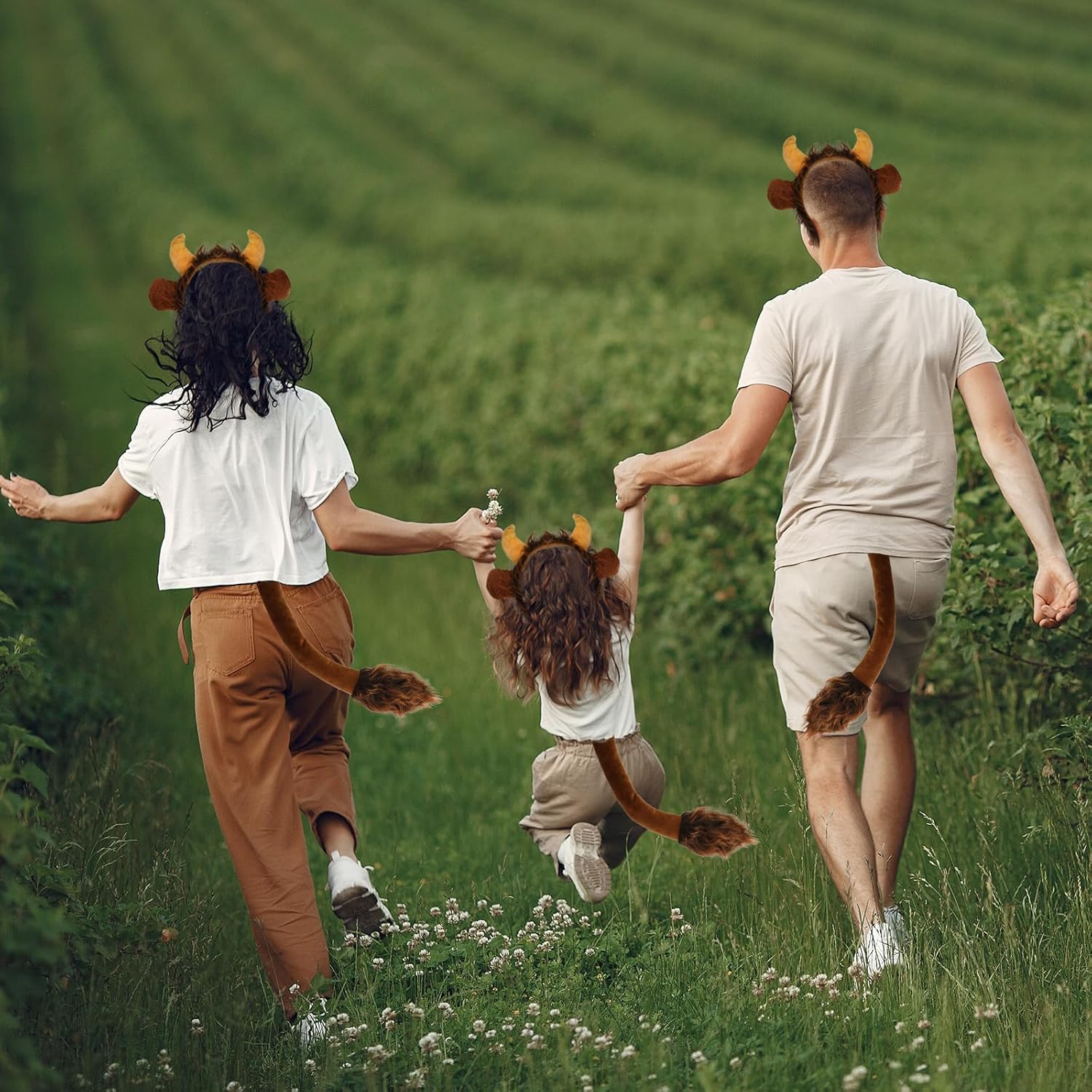 XEPST Bull Costume Set, Bull Horns Cow Ears and Tail Set with Ox Horns Headband and Bull Tail for Animal Costume Cosplay Halloween Costume Birthday Party Accessories Fancy Dress Party Supplies - Image 7