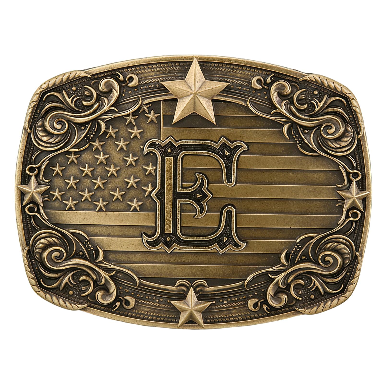 Western Cowboy Vintage Rodeo A-Z Initial Letter Belt Buckle Men