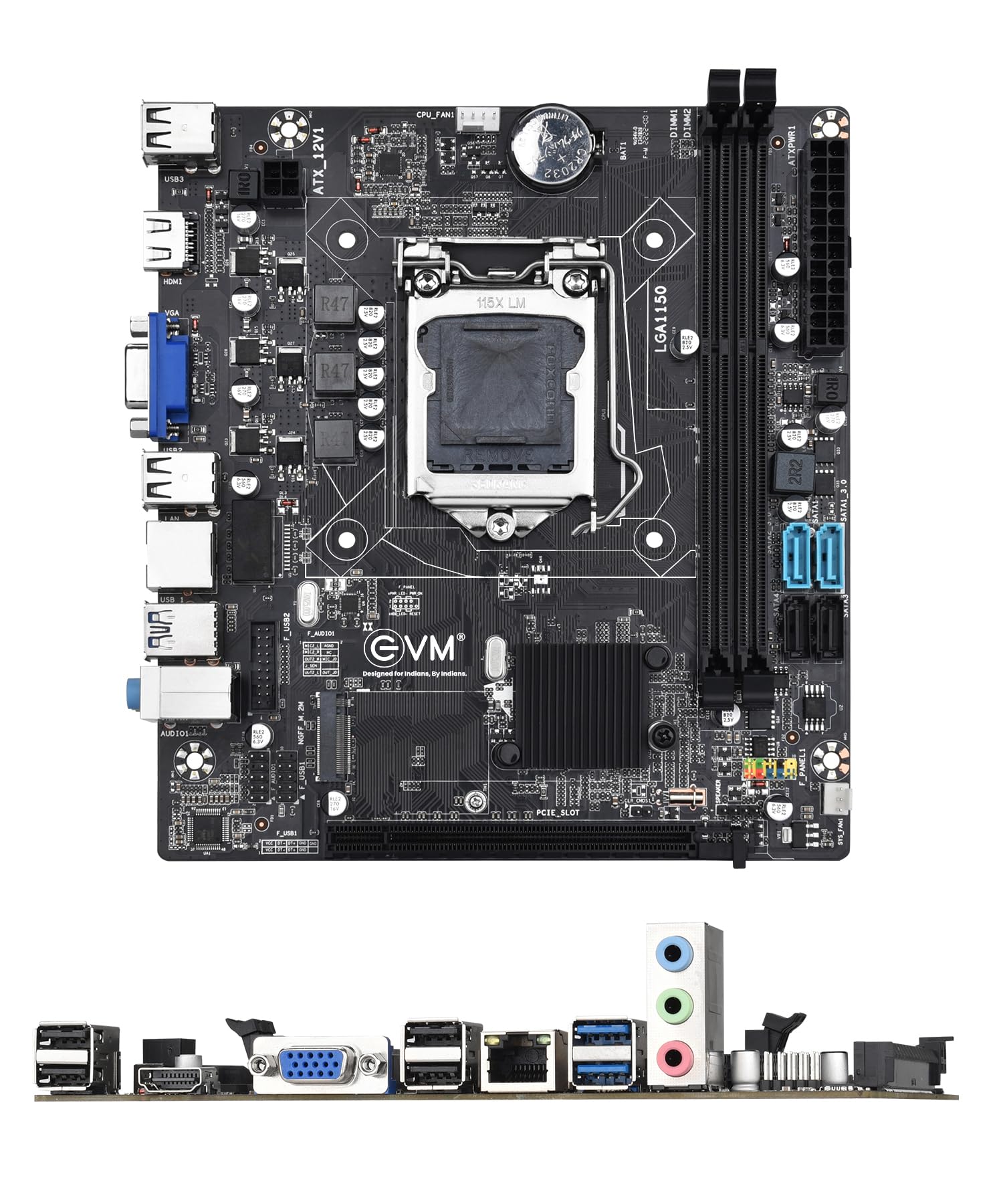 EVM Motherboard H81JEL DDR3 with NVME Slot-Socket 1150 for 4th Gen Intel Core i7/i5/i3, Supports DDR3 1066/1333 SDRAM, SATA 3Gb/s Ports, PCI Express x16 and x1 Slots (EVMH81JEL)