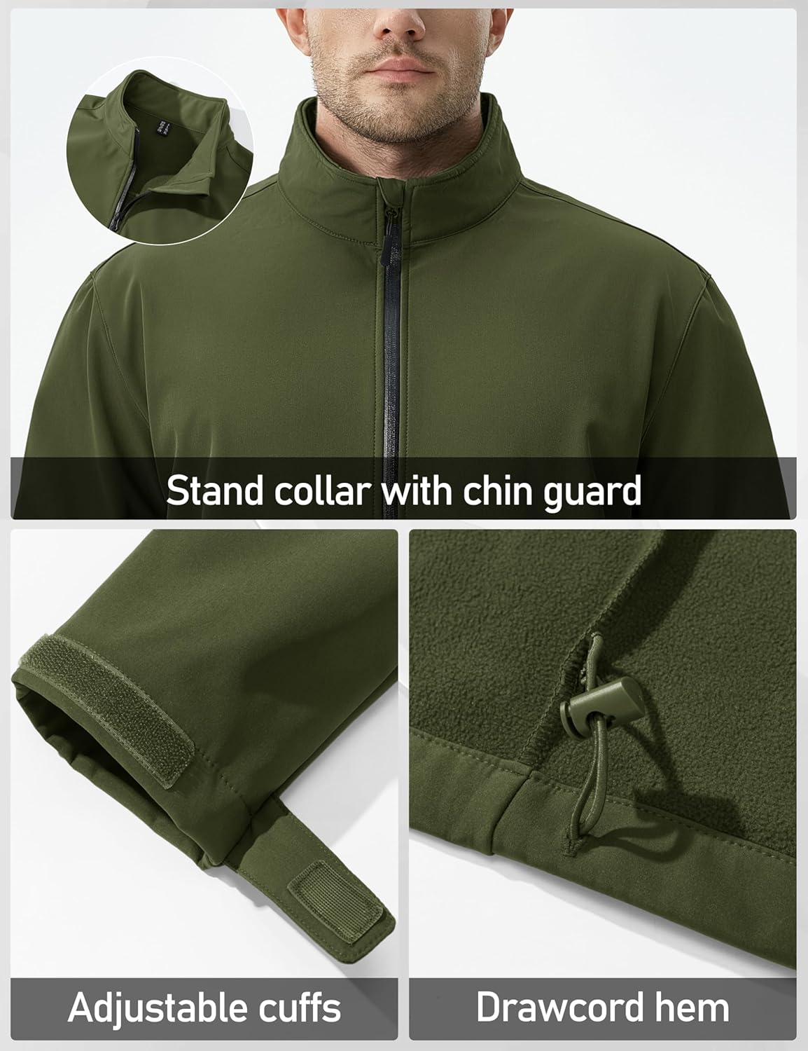 MAGCOMSEN Men's Fleece Lined Softshell Jacket Lightweight Waterproof Windbreaker Zip Up Winter Rain Coat Tactical Hiking - Image 7