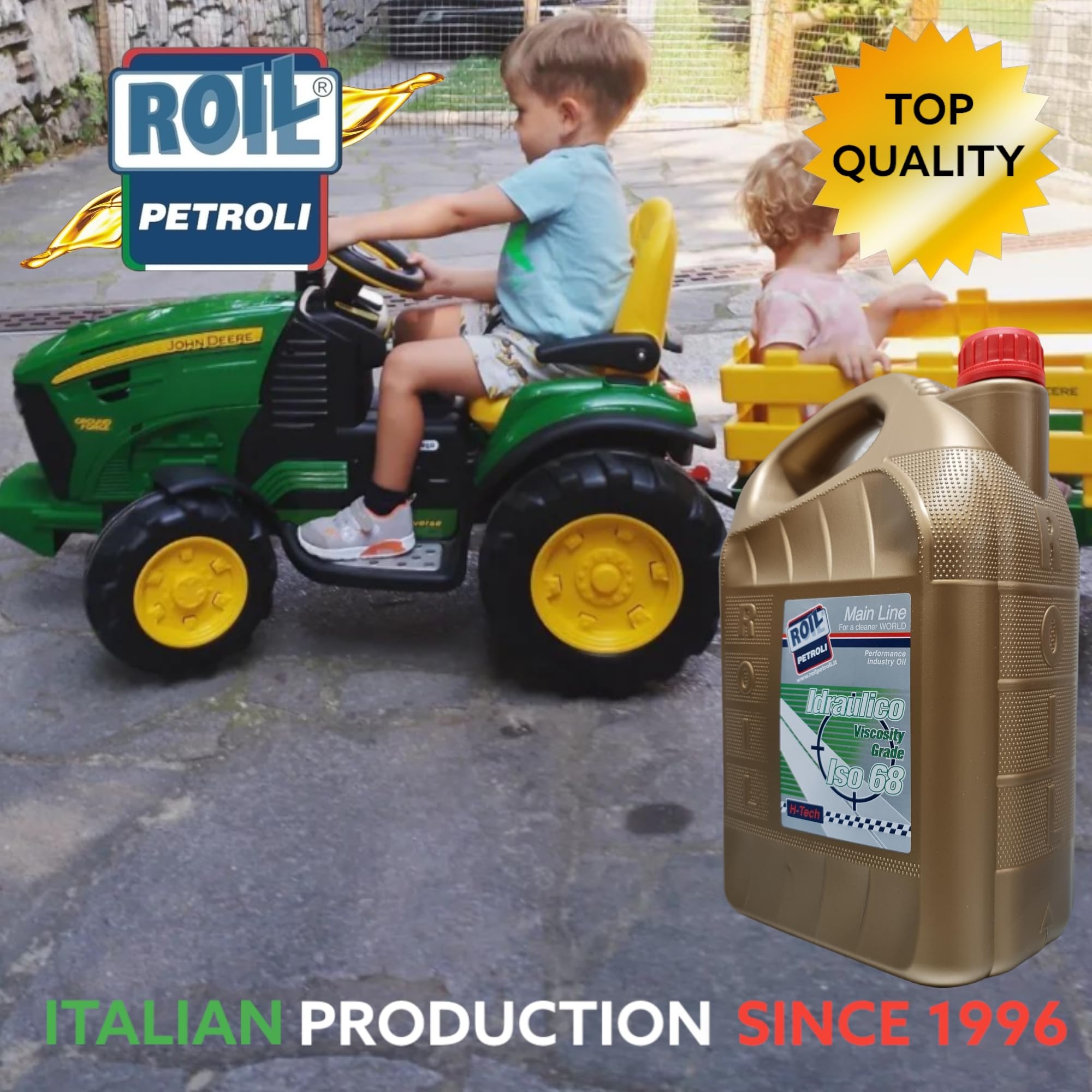 5 Litri di Roil Olio idraulico VG ISO 68 "NUOVA FORMULA CON POLIMERO ELASTOMERO" con più elasticità e durata delle parti in gomma, antischiuma e antiusura per sistemi oleodinamici e idrostatici