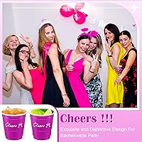 Vista 3 de Lounsweer 100 vasos de plástico de 2 onzas, vasos desechables, mini vasos de plástico para fiesta de despedida de soltera, degustación