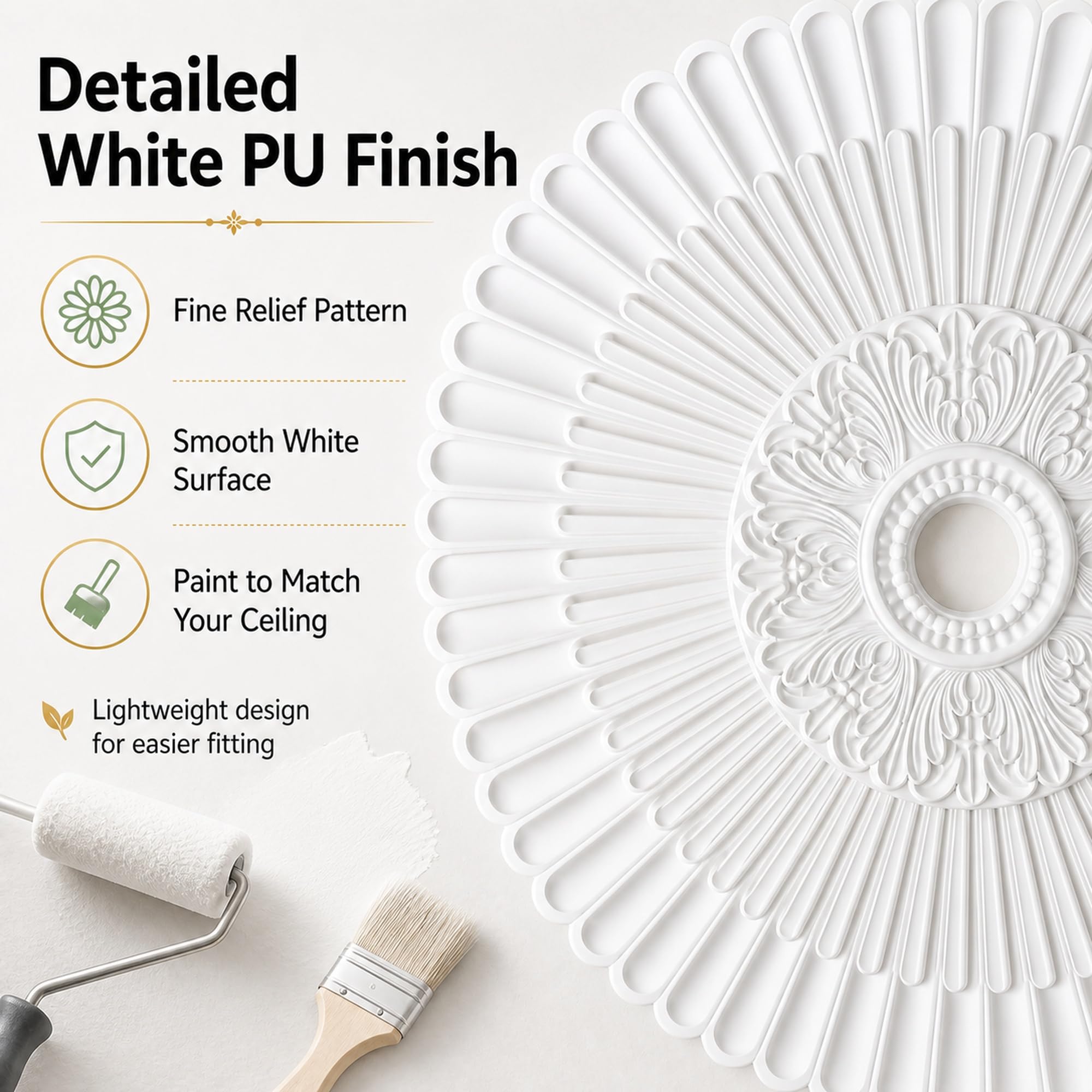 Rosone Lampadario Soffitto,Piastra Rotonda per Ventilatore A Soffitto, | Leggero,Stile Europeo,Piastra Copertura Decorativa, Rosone Decorativo per Soffitto, per lampadari,ventilatori a soffitto