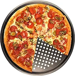 Forma de Pizza,Assadeira com Furos de 32 cm, Assadeira Redonda Antiaderente de Alumínio para Forno, Utensílio de Cozinha para Assar Pizza, Ideal para Casa e Restaurante, Preto