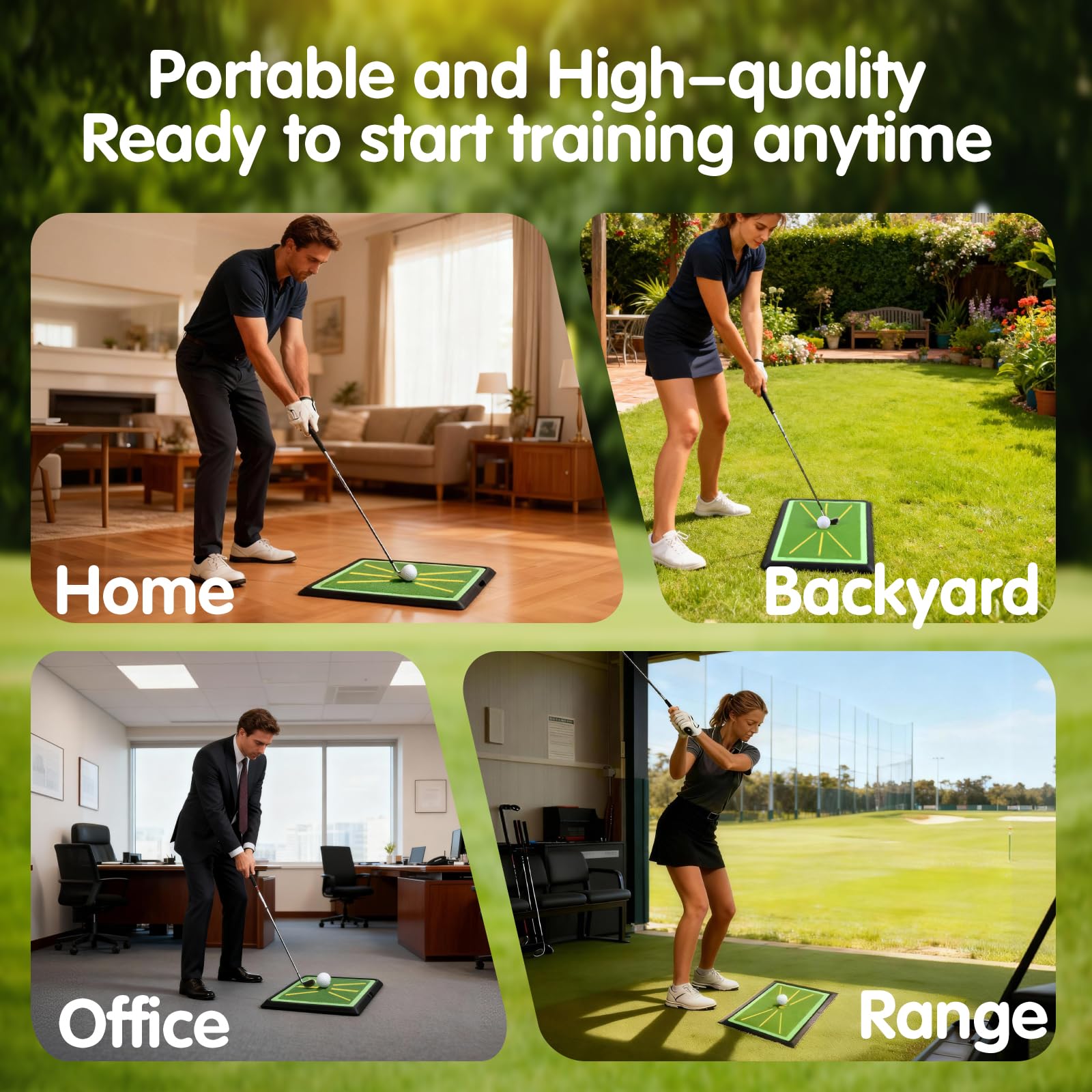 Golfmatte mit sofortigem Schwungpfad-Feedback | 43,2 x 30,5 cm Schlagbahn-Analyse Übungsmatte | Robuste Anti-Rutsch Gummibasis für Indoor & Outdoor Training | Ideal für Anfänger & Kinder