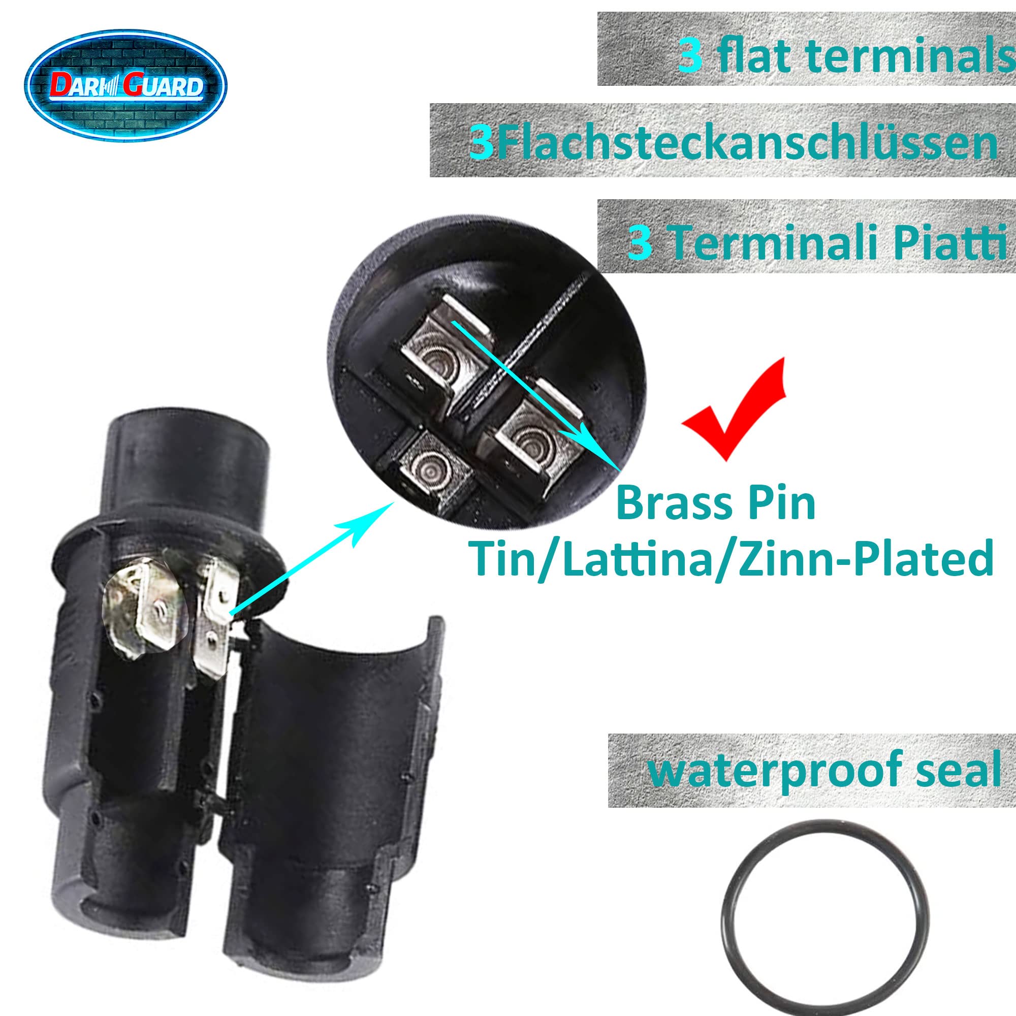 Spina 3 Poli Trattore e Prese 3 Poli Trattori 12v 24v,Norma DIN 9680, Prese Spina 3 Poli 12v per Macchine Agricole,Spina 3Poli e Prese 3Poli per Rimorchio Camion RV ( Spina e Prese M1S21)