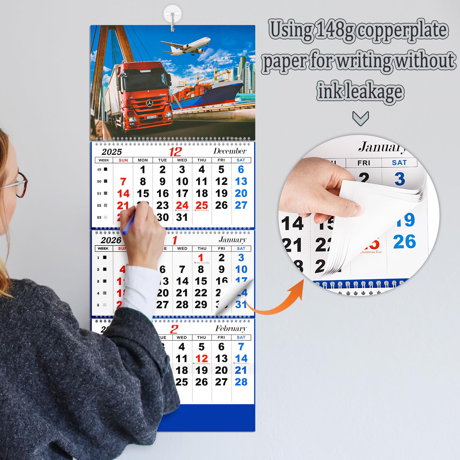 Liitrton Wall Calendar 2026 - 3 Month Calendar Display Large Wall