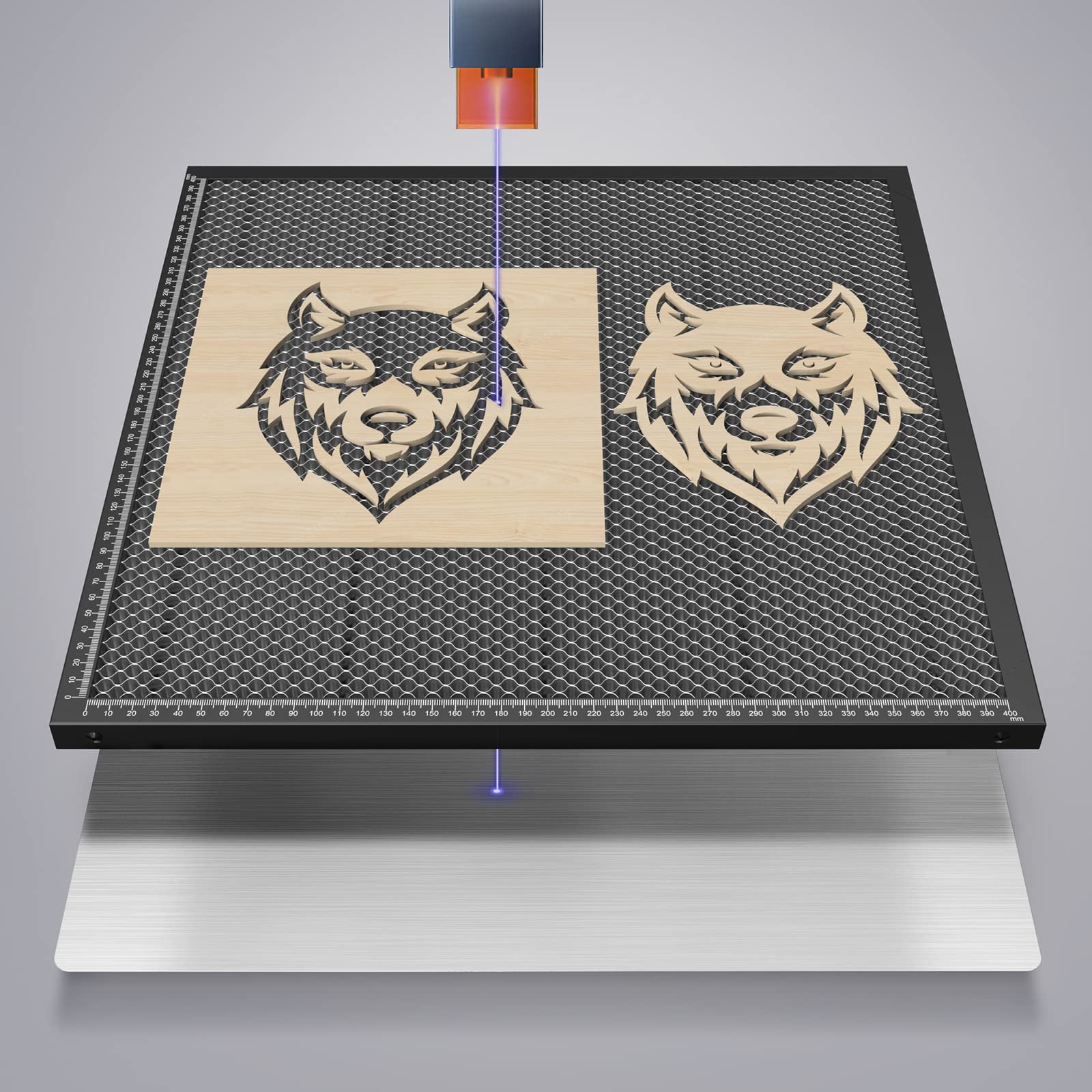 NATRKE Honeycomb Laser Bed, Honeycomb Working Table 17.32"x17.32"x0.87" Honeycomb Working Panel with Aluminum Plate for CO2 or Diode Laser Cutter Engraver, Smooth Edge Cutting, Fast Heat Dissipation