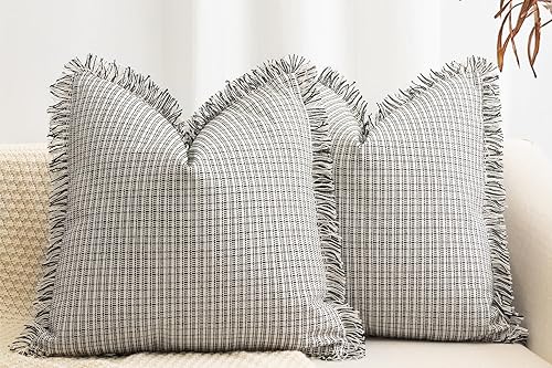 Miniatura 1 de ZWJD Juego de 2 fundas de almohada de granja de 24 x 24 pulgadas, modernas almohadas decorativas para sofá, fundas de almohada cuadradas de algodón